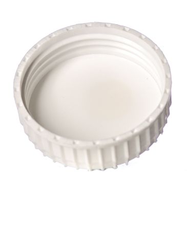 White PP plastic 63-485 ribbed skirt lid with foam liner