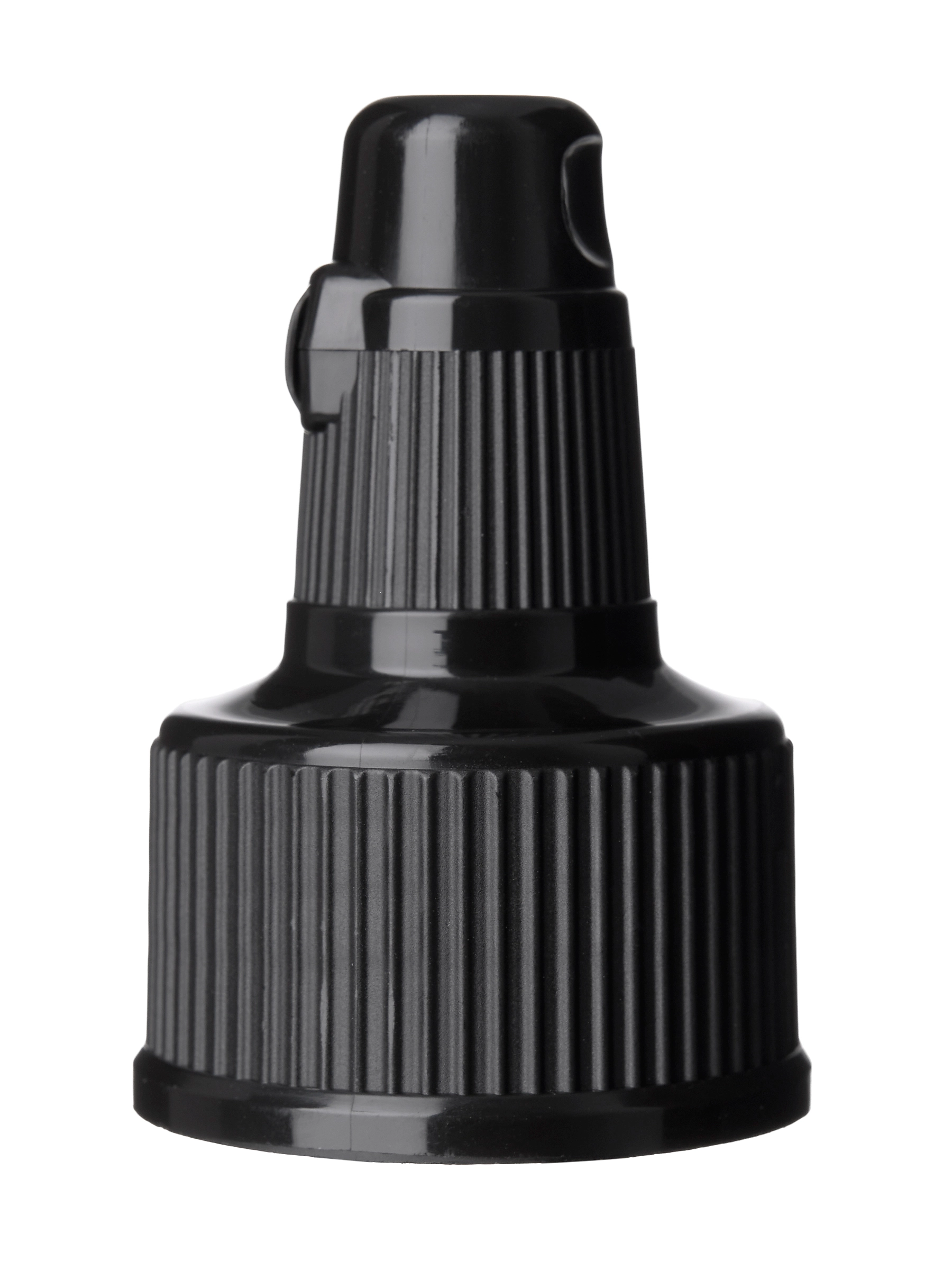 Black PP Plastic 28-410 Ribbed Skirt Flip Top Snap Dispensing Lid – L2380BKH28