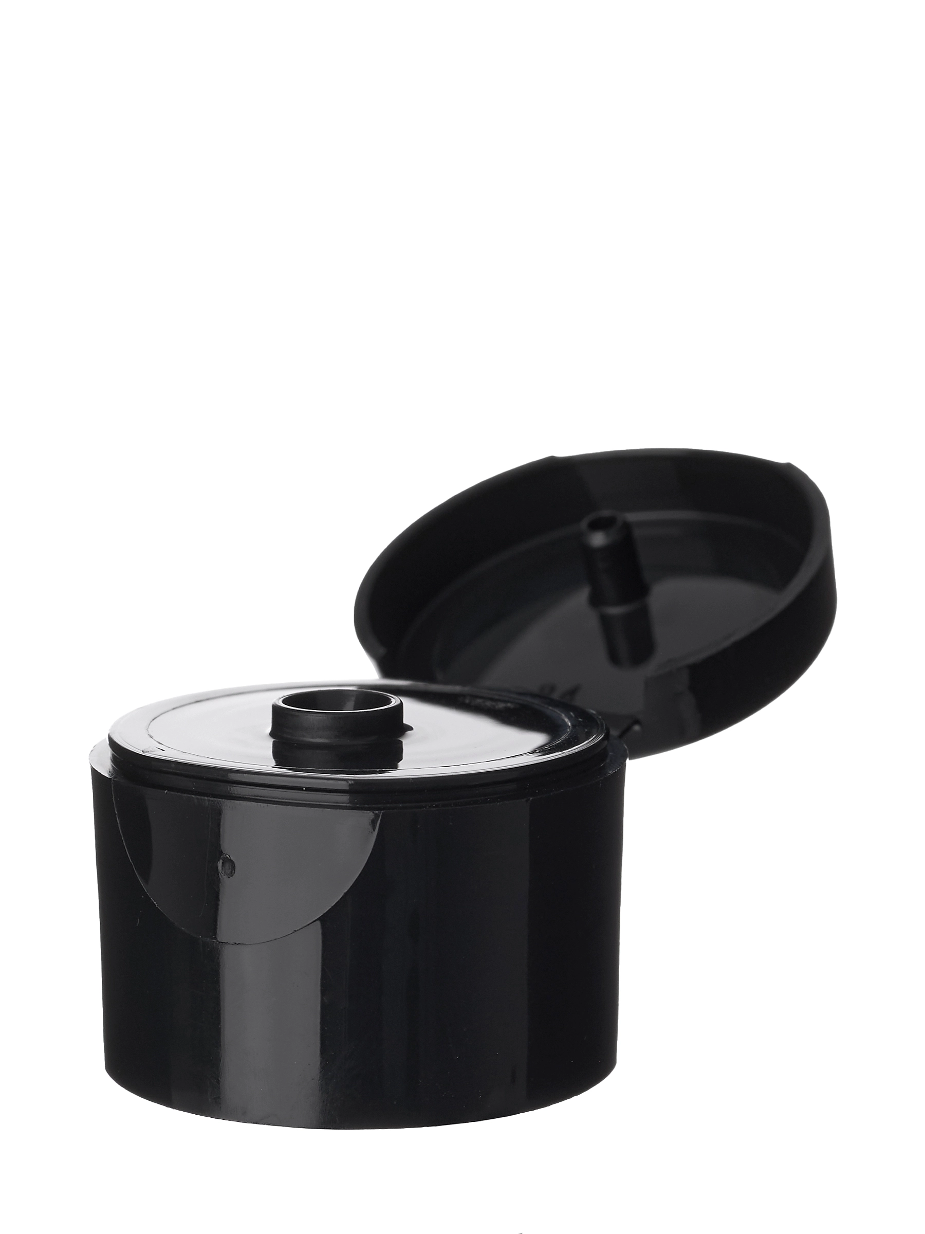 Black PP Plastic 24-410 Smooth Skirt Hinged Flip Top Snap Dispensing Lid – L2381BKH132