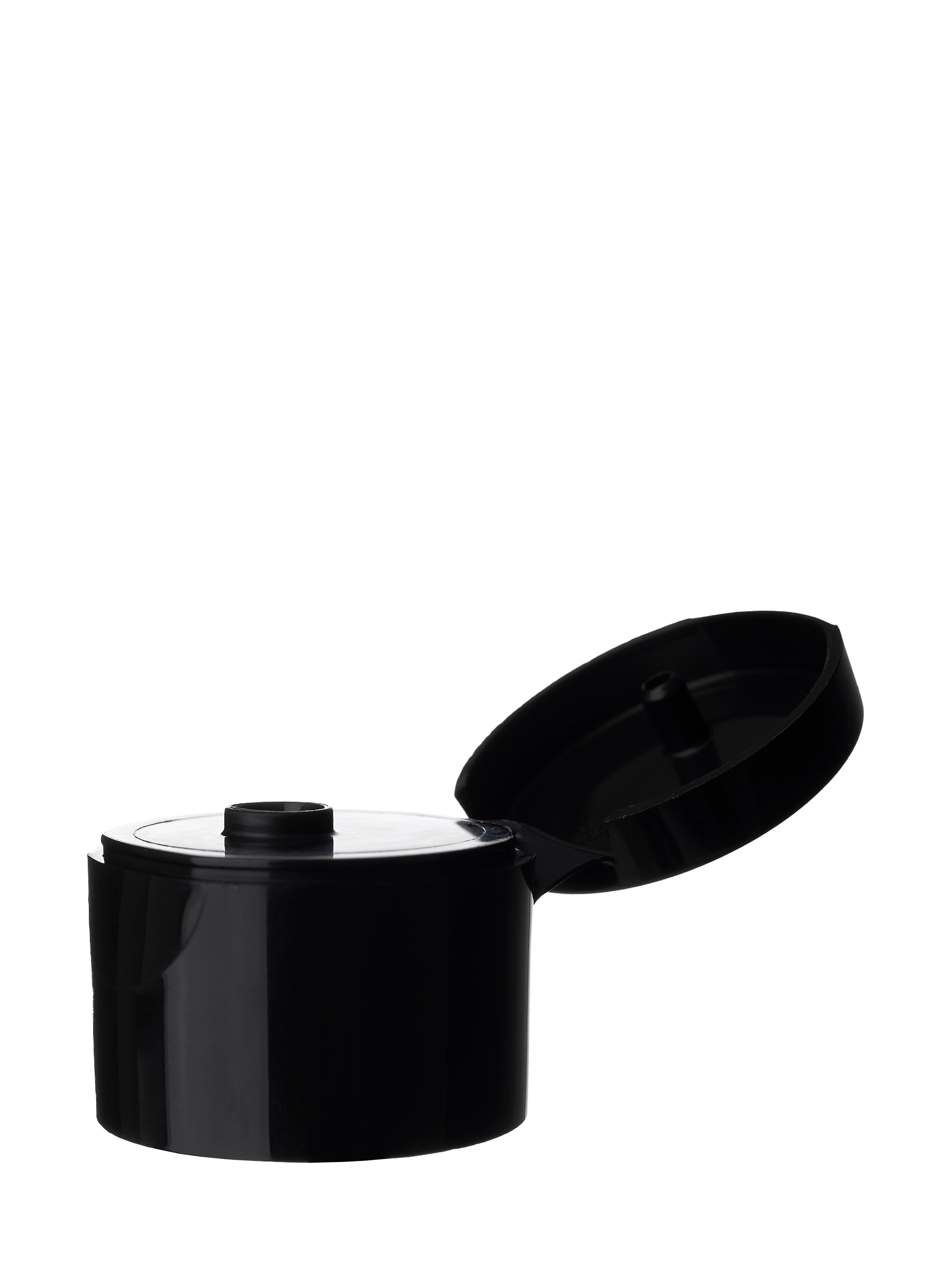 Black PP Plastic 24-410 Smooth Skirt Hinged Flip Top Snap Dispensing Lid – L2381BKP4