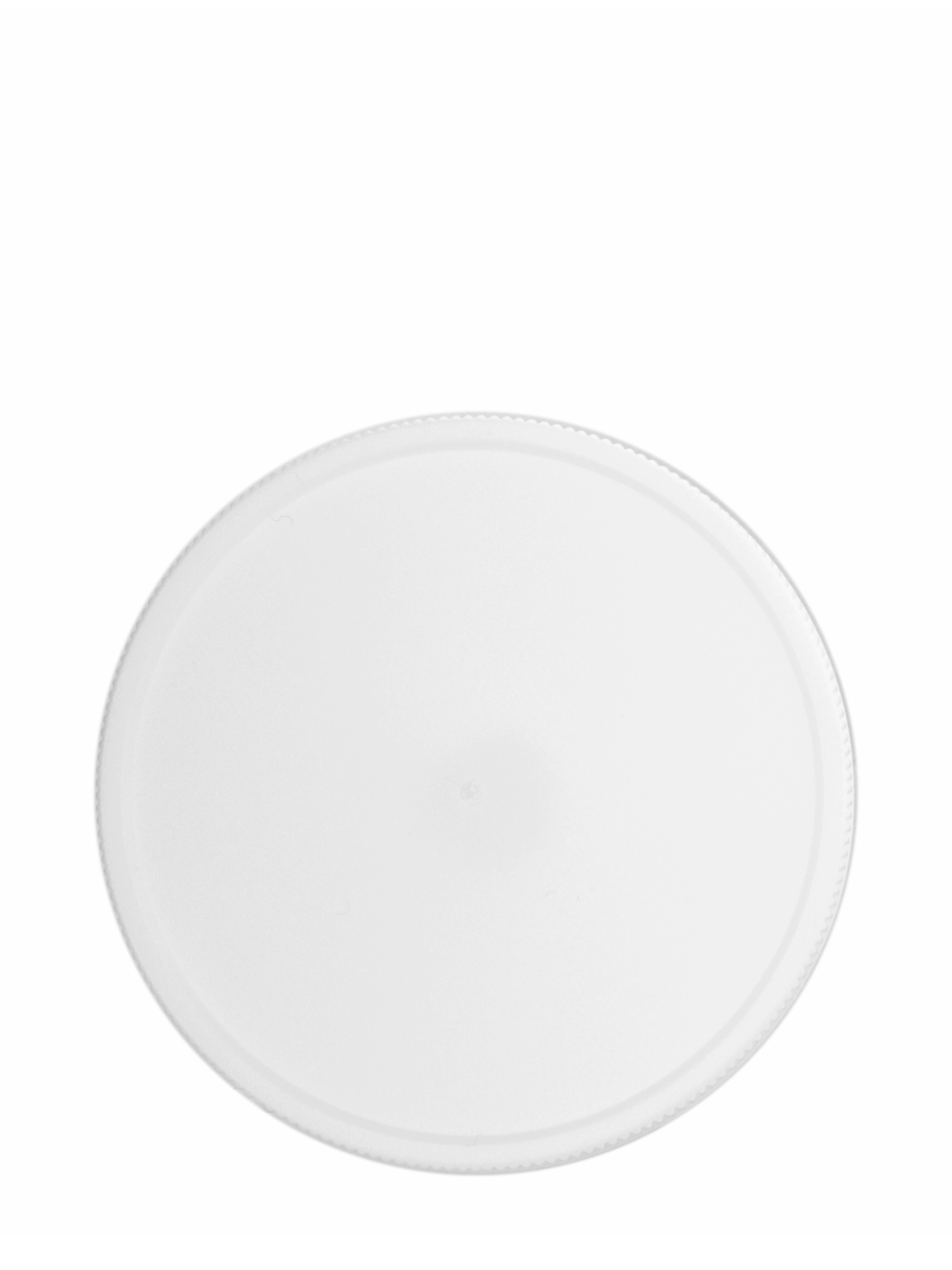 White PP Plastic 70-400 Ribbed Skirt Unlined Lid – L238WH