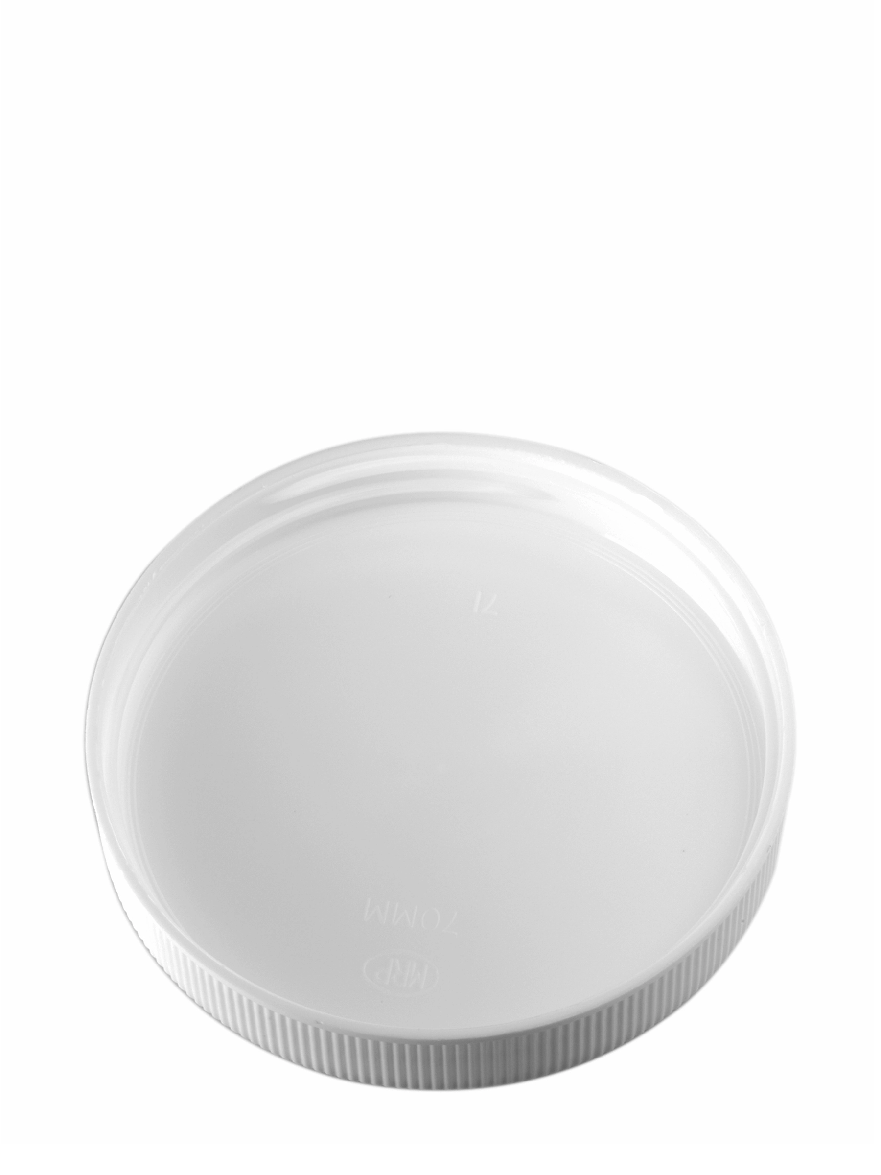 White PP Plastic 70-400 Ribbed Skirt Unlined Lid – L238WH