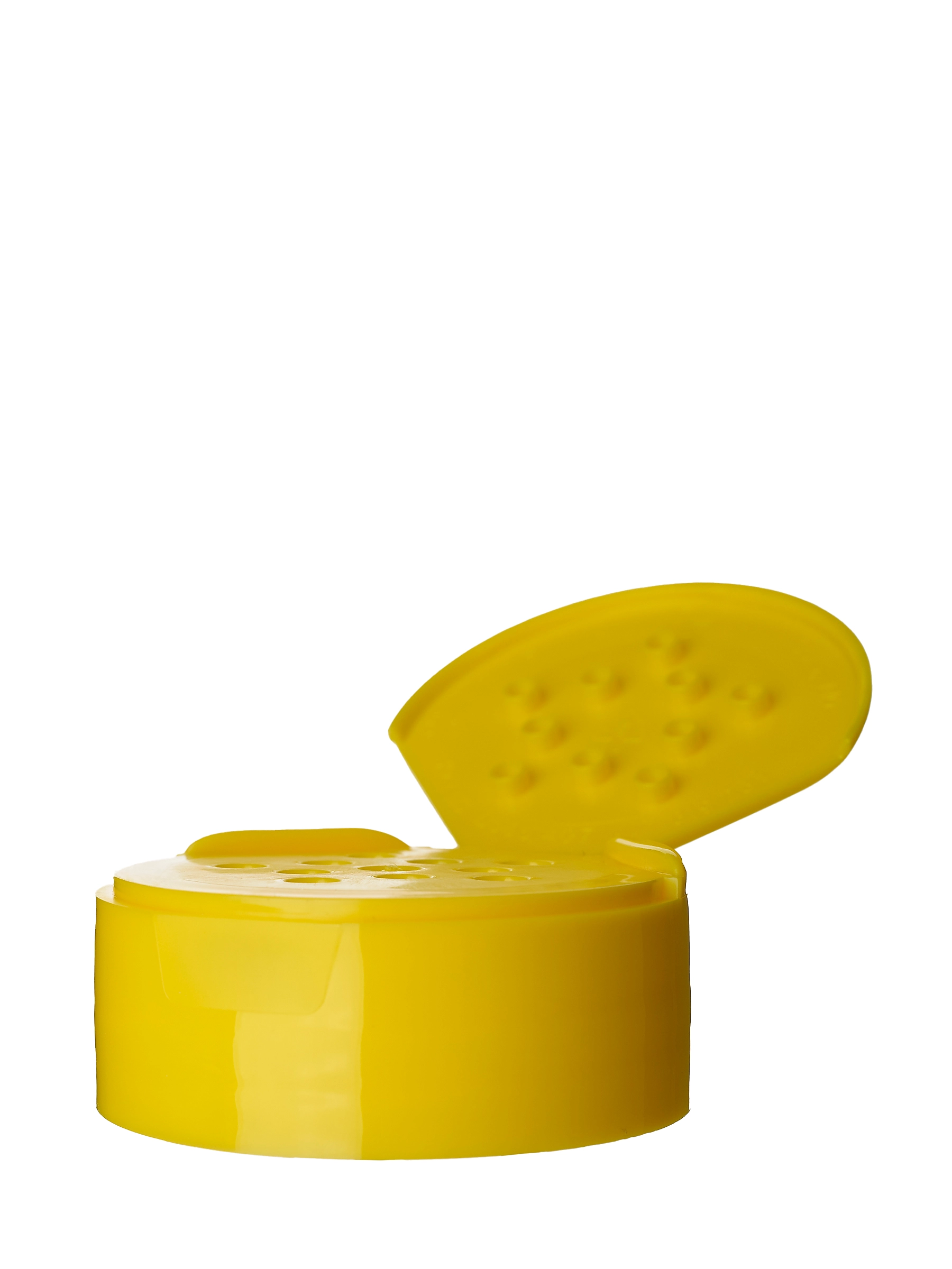 Yellow PP Plastic 43-485 Smooth Skirt 10-Hole Flip Top Unlined Sifter Spice Lid – L2479YL