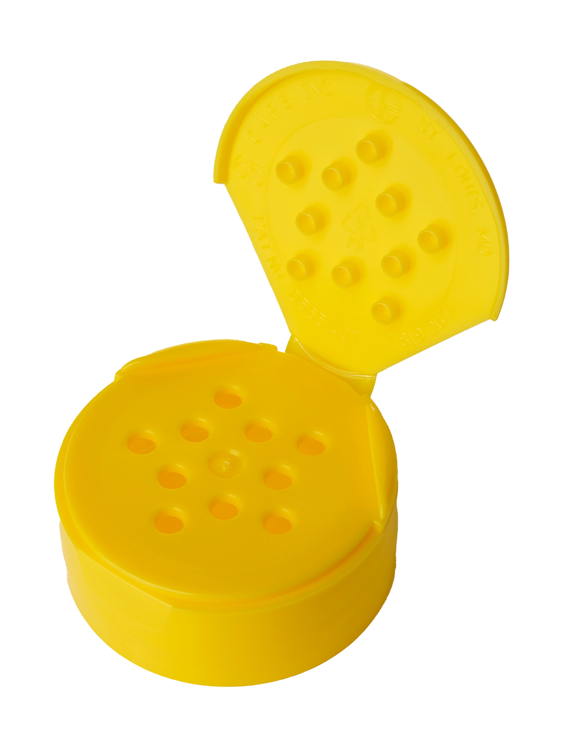 Yellow PP Plastic 43-485 Smooth Skirt 10-Hole Flip Top Unlined Sifter Spice Lid – L2479YL