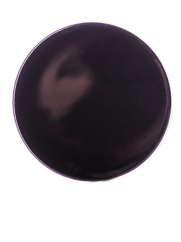 Black PP plastic 89-400 smooth skirt lid with 2-piece printed universal heat induction seal (HIS) liner