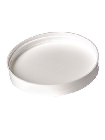 White PP plastic 100-400 smooth skirt lid with unprinted pressure sensitive (PS) liner