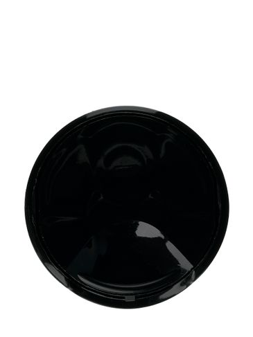 Black PP plastic 24-410 smooth skirt unlined disc top lid (0.310 inch orifice)