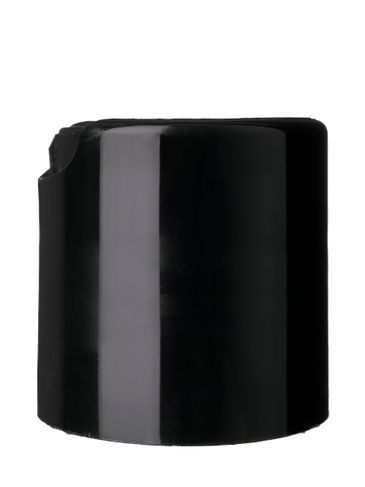 Black PP plastic 24-410 smooth skirt unlined disc top lid (0.310 inch orifice)