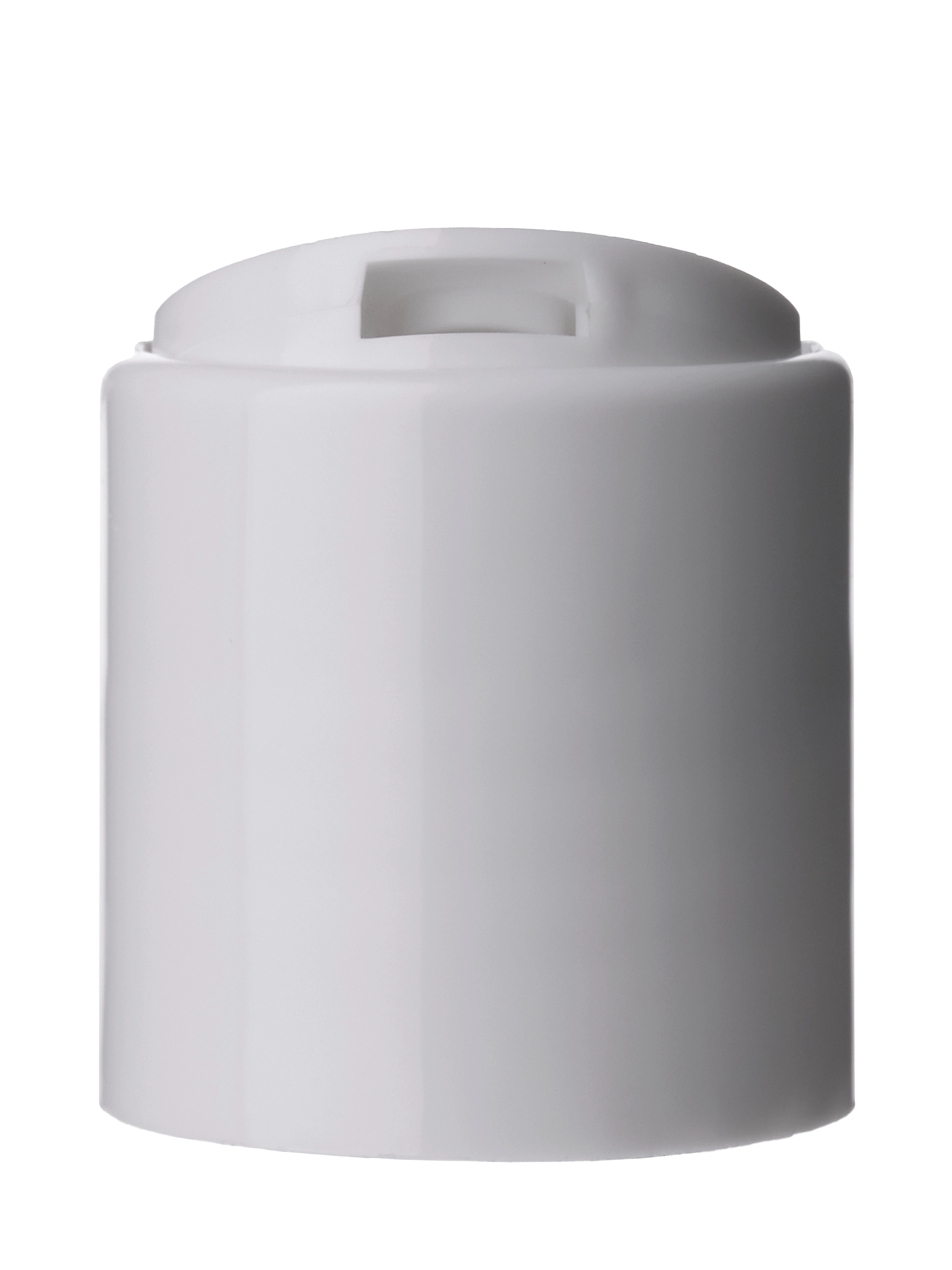 White PP Plastic 24-410 Smooth Skirt Disc Top Lid with Universal Heat Induction Seal (his) Liner (.310 Inch Orifice) – L2572WHH28