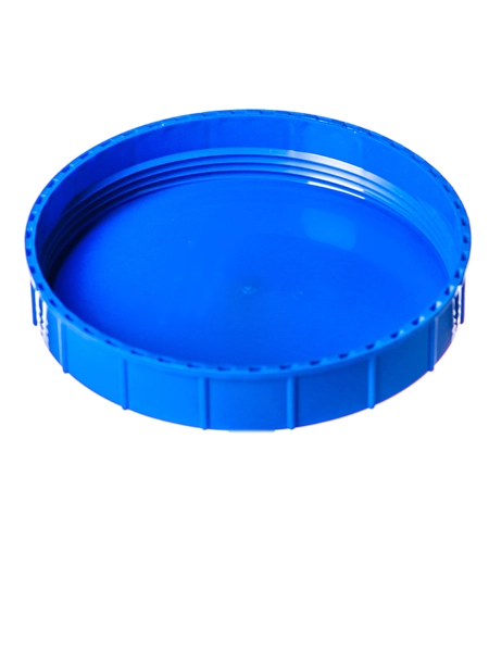 Blue PP Plastic 120 mm Ribbed Skirt Unlined Triple Thread Lid – L261