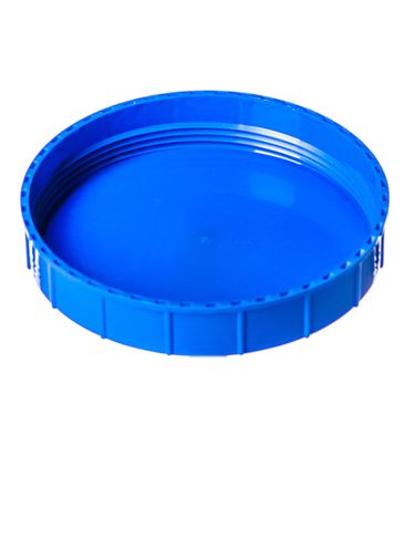 Blue PP plastic 120 mm ribbed skirt unlined triple thread lid