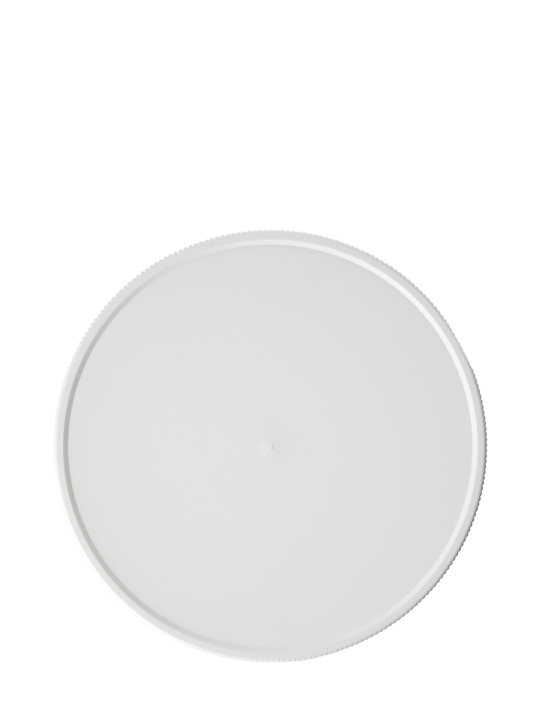 White PP Plastic 110-400 Ribbed Skirt Lid – L269WHP1