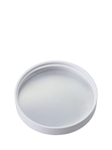 White PP plastic 70-400 smooth skirt lid with unprinted universal heat induction seal (HIS) liner