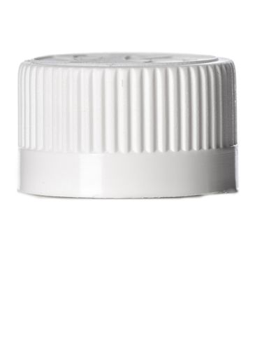 White PP plastic 20-400 child-resistant cap with 2-piece printed universal heat induction seal (HIS) liner