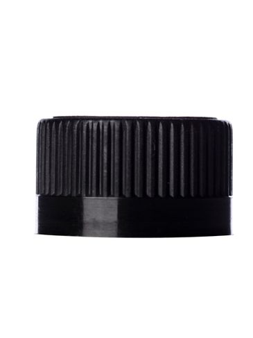 Black PP plastic 20-400 child-resistant lid with foam liner