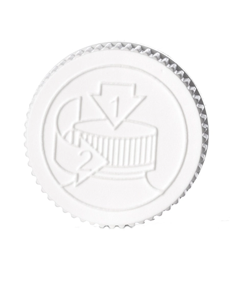 White PP Plastic 24-400 Child-Resistant Pictorial Lid – L306WHH4