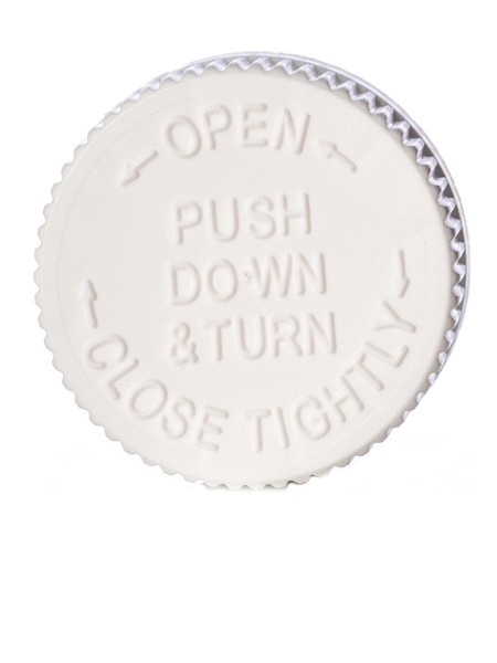White PP Plastic 33-400 Child-Resistant Cap – L309