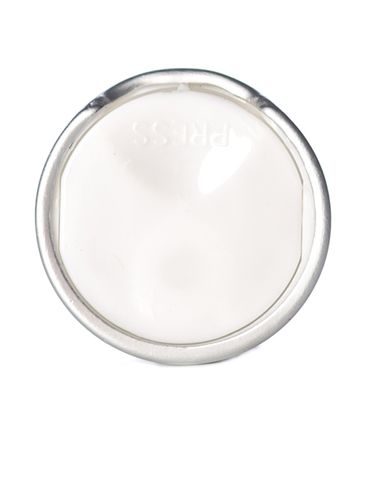 White PP and brushed aluminum shell 24-410 smooth skirt disc top cap