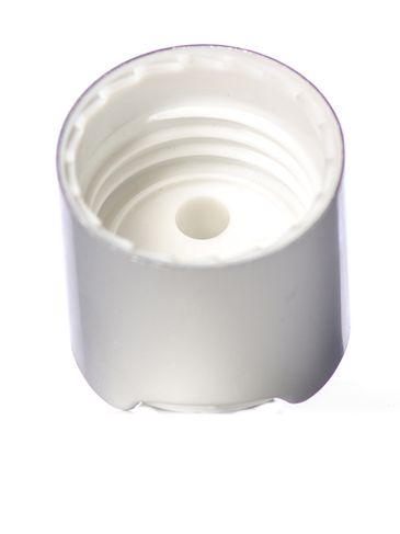 White PP and brushed aluminum shell 24-410 smooth skirt disc top cap