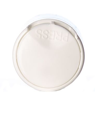 White PP plastic 20-410 smooth skirt unlined disc top lid (.11 x .27 inch orifice)
