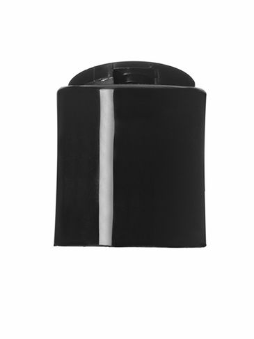 Black PP plastic 20-410 smooth skirt flat disc top unlined lid (0.270 inch orifice)