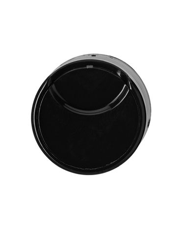 Black PP plastic 20-410 smooth skirt flat disc top unlined lid (0.270 inch orifice)