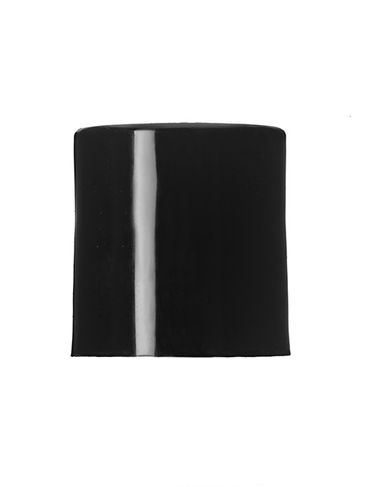 Black PP plastic 20-410 smooth skirt flat disc top unlined lid (0.270 inch orifice)