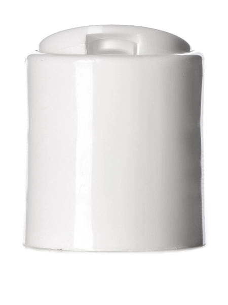 White PP Plastic 20-410 Smooth Skirt Unlined Disc Top Lid – L317W