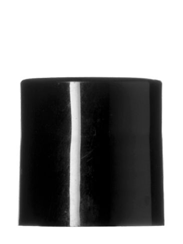 Black PP plastic 24-410 smooth skirt disc top lid with unprinted foil pressure sensitive (PS) liner