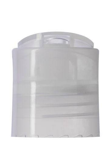 Natural PP plastic 24-410 smooth skirt disc top lid with universal heat induction seal (HIS) liner (.308 inch orifice)