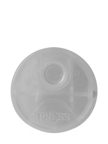 Natural PP plastic 24-410 smooth skirt disc top lid (.308 inch orifice) with universal heat induction seal (HIS) liner