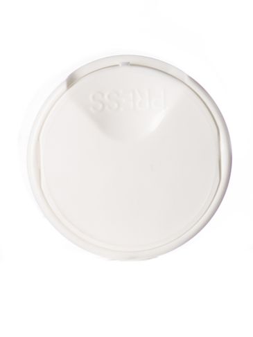 White PP plastic 24-410 smooth skirt disc top lid (.308 inch orifice) with universal heat induction seal (HIS) liner