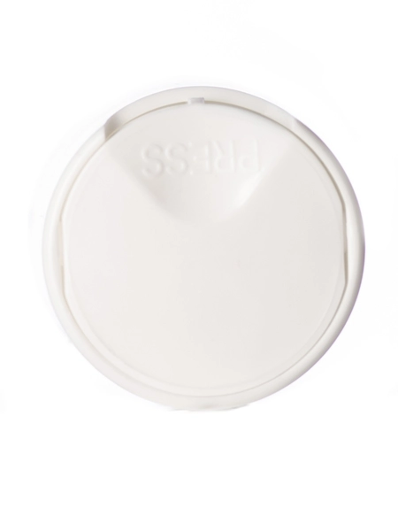 White PP Plastic 24-410 Smooth Skirt Disc Top Lid – L318WT