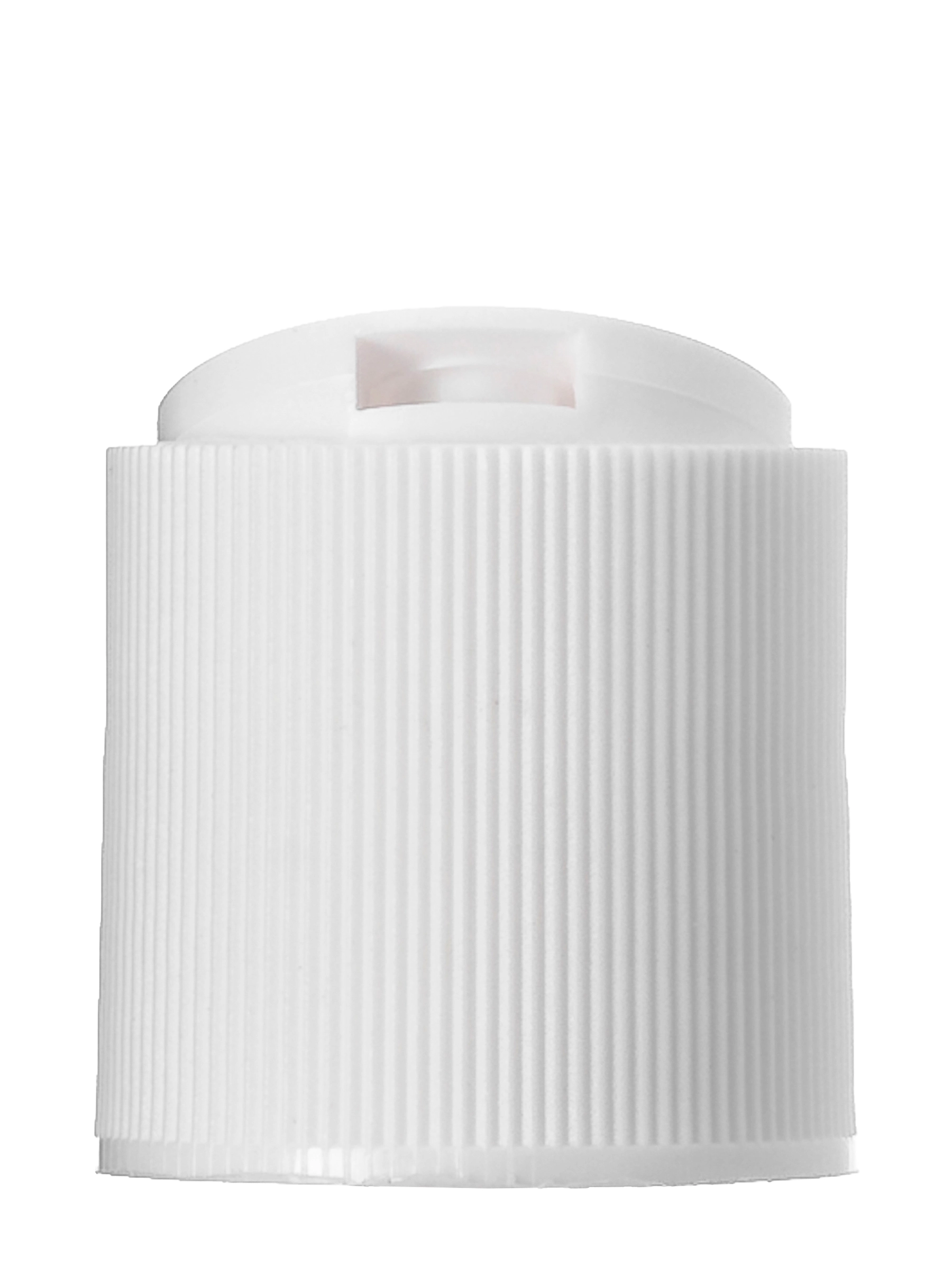 White PP Plastic 24-410 Ribbed Skirt Unlined Disc Top Lid – L319WH