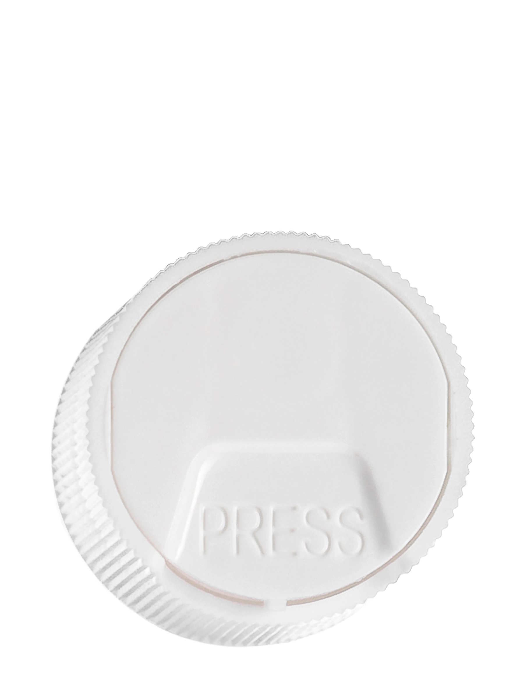 White PP Plastic 24-410 Ribbed Skirt Unlined Disc Top Lid – L319WH