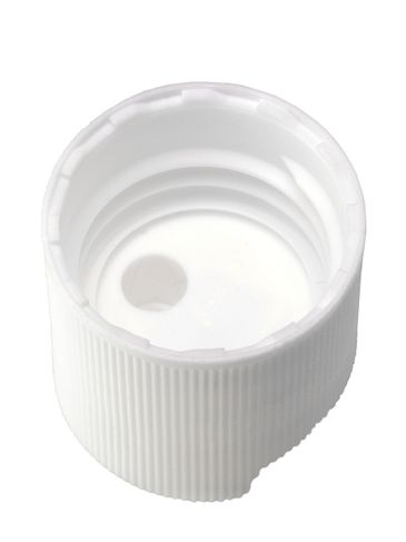 White PP plastic 24-410 ribbed skirt unlined disc top lid