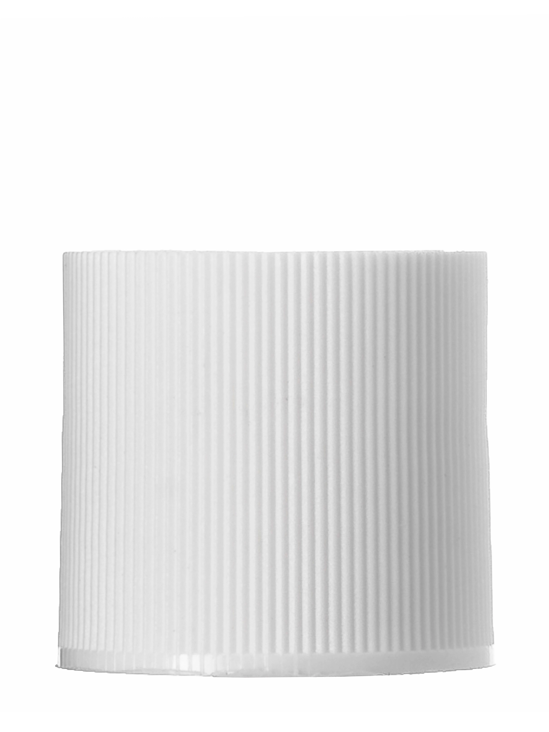White PP Plastic 24-410 Ribbed Skirt Unlined Disc Top Lid – L319WH