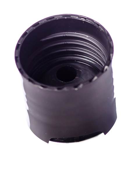 Black PP Plastic 24-410 Smooth Skirt Unlined Disc Top Lid – L320C