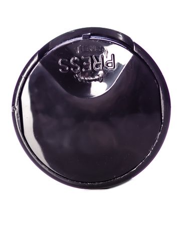 Black PP plastic 24-410 smooth skirt unlined disc top lid (.308 inch orifice)