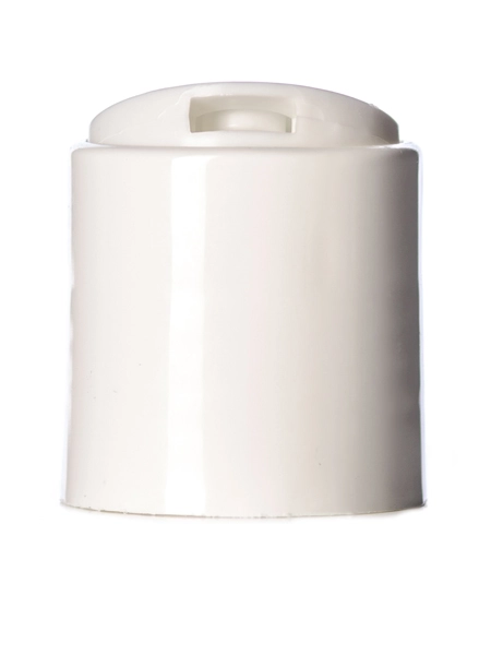 White PP Plastic 24-410 Smooth Skirt Disc Top Lid – L320WPS