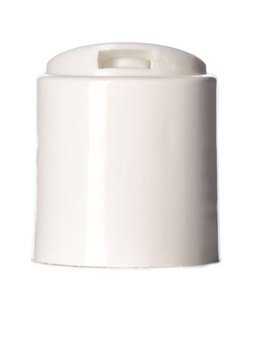 White PP plastic 24-410 smooth skirt disc top lid with unprinted foam pressure sensitive (PS) liner (.308 inch orifice)