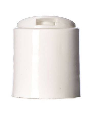 White PP plastic 24-410 smooth skirt disc top lid (.308 inch orifice) with unprinted foam pressure sensitive (PS) liner