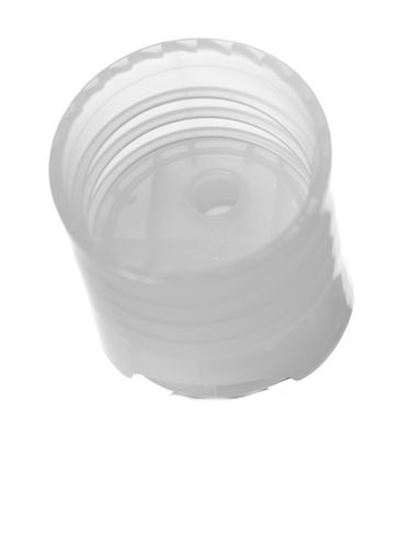 Natural-colored PP plastic 28-410 smooth skirt disc top cap