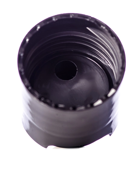 Black PP Plastic 28-410 Smooth Skirt Unlined Disc Top Lid – L327BK