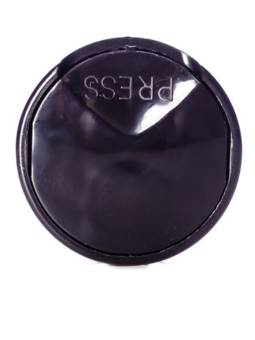 Black PP plastic 28-410 smooth skirt unlined disc top lid (.325 inch orifice)
