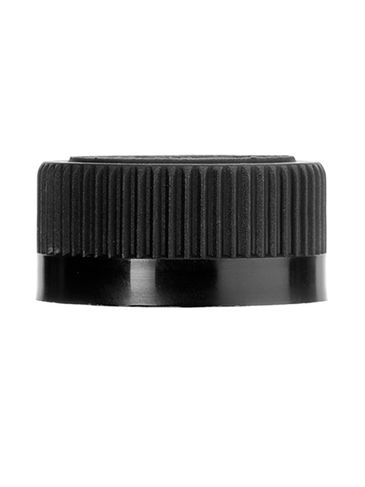 Black PP plastic 28-400 child-resistant pictorial lid with foam liner