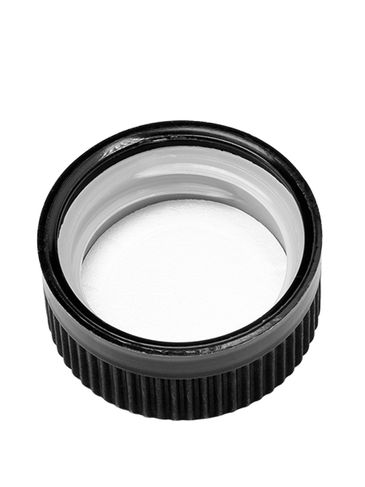 Black PP plastic 28-400 child-resistant pictorial lid with foam liner