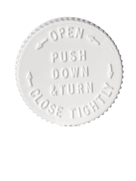 White PP Plastic 38-400 Child-Resistant Cap – L337