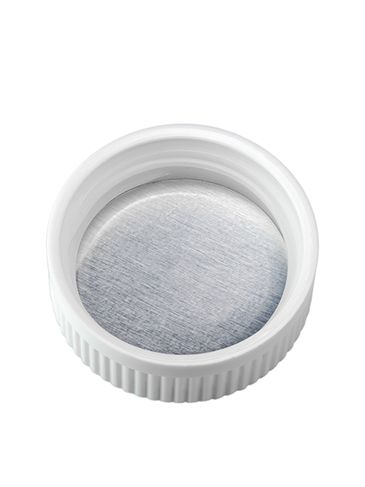 White PP plastic 38-400 child-resistant lid with heat induction seal (HIS) liner (for HDPE, MDPE, LDPE and PP plastic containers only)