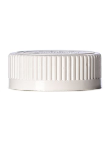 White PP plastic 38-400 child-resistant cap with 2-piece heat induction seal (HIS) liner (for HDPE, LDPE and MDPE containers only)